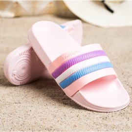 Bona Tofflor med färgglada ränder rosa 1