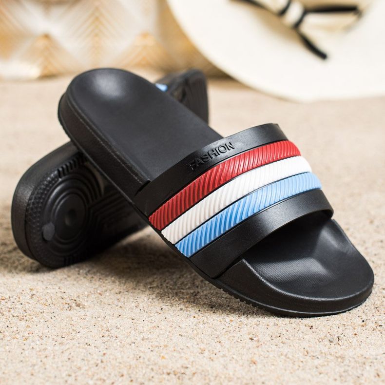 Bona Tofflor med färgglada ränder svart 1