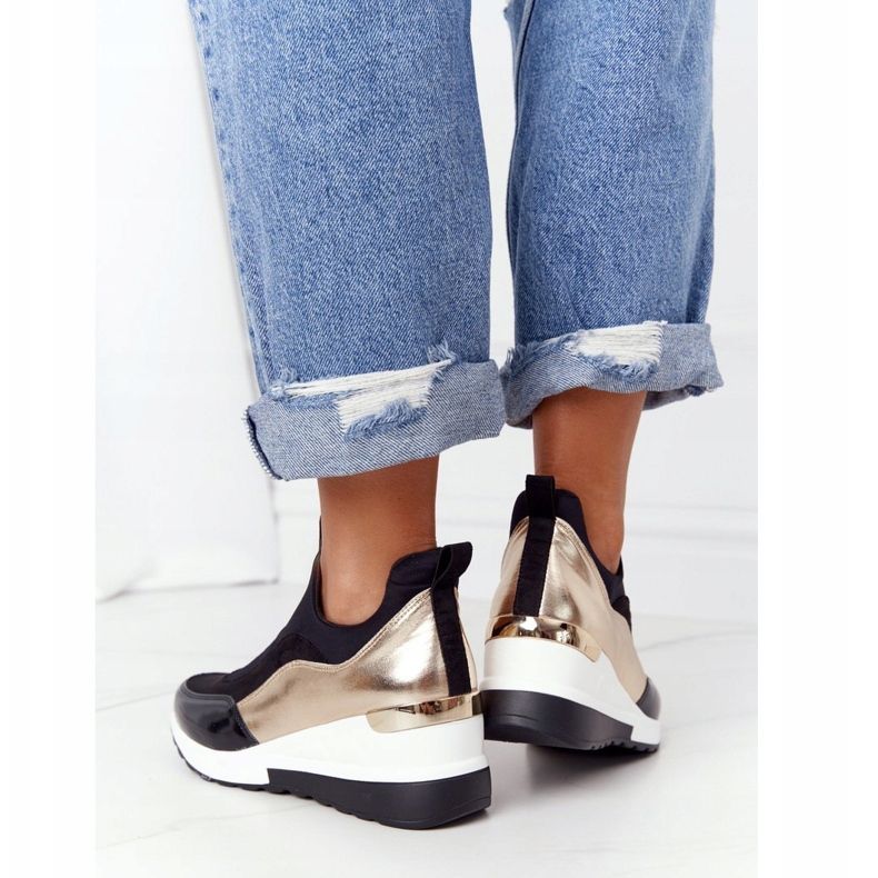 PE1 Wedge Sneakers Black and Gold City Beat svart 2