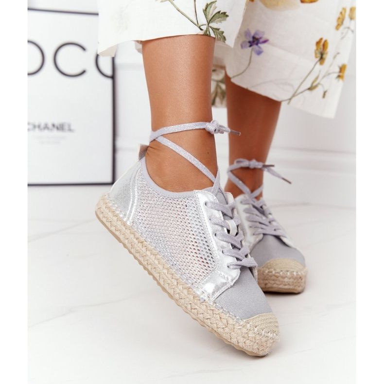 S.Barski Snörad Openwork Espadrilles S. Barski L17704 Silver silver- 2