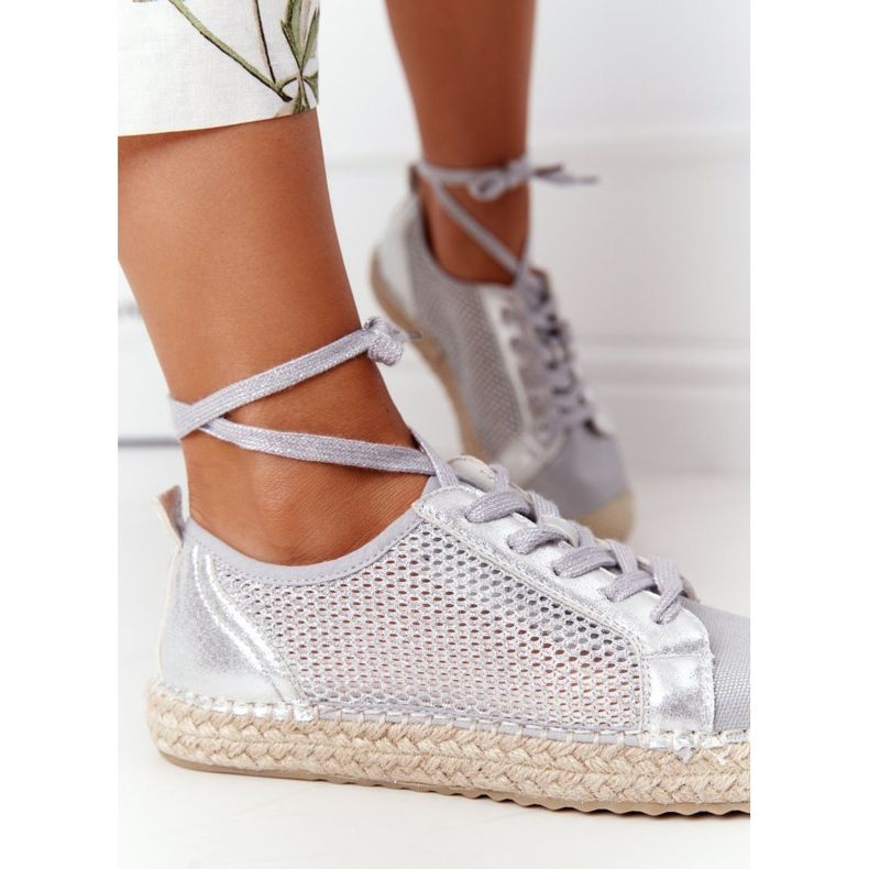 S.Barski Snörad Openwork Espadrilles S. Barski L17704 Silver 1