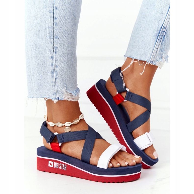 Foam Wedge Sandals Big Star HH274A084 Marinblå röd 1