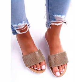 Lu Boo Tofflor med guldpalett för kvinnor gyllene 3