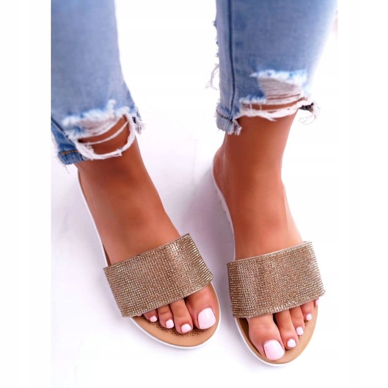 Lu Boo Tofflor med guldpalett för kvinnor gyllene 3