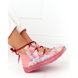 Läderstövlar för kvinnor Maciejka Pink 04457-15 blå orange rosa grön gul 5