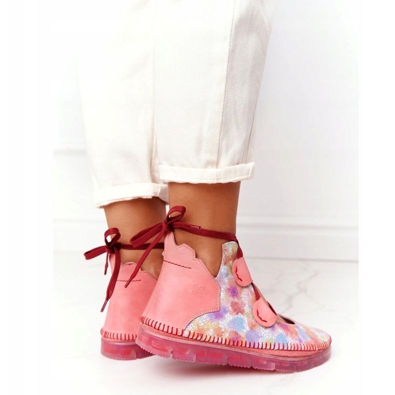 Läderstövlar för kvinnor Maciejka Pink 04457-15 blå orange rosa grön gul 3