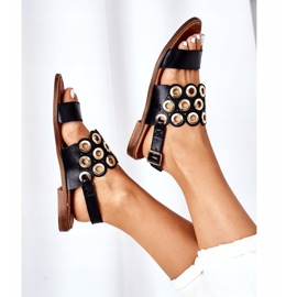 Lewski Shoes Läder openwork sandaler Lewski skor 3042 svart 1