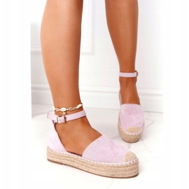 Espadrilles på halmplattformen Violet Bali purpur 3