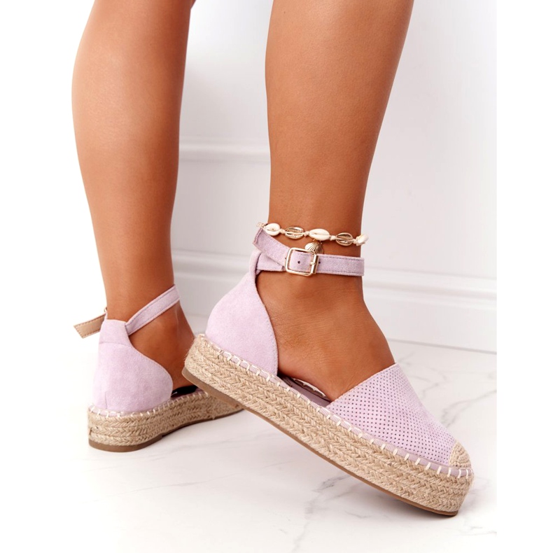 Espadrilles på halmplattformen Violet Bali purpur 1