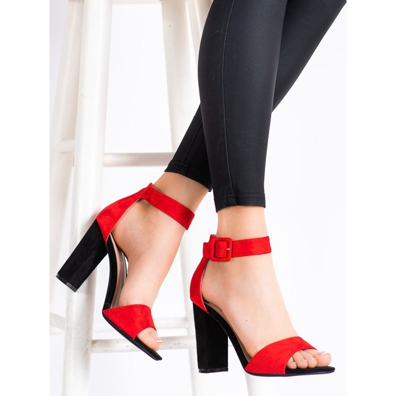 Goodin Röda sandaler på en hög stolpe 1