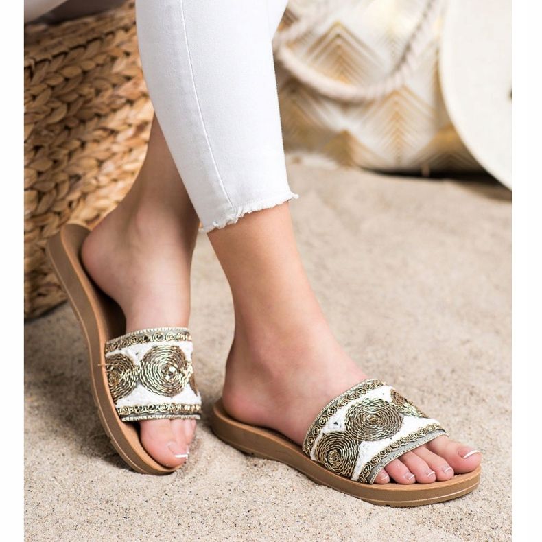 Bona Snygga tofflor vit grå 1