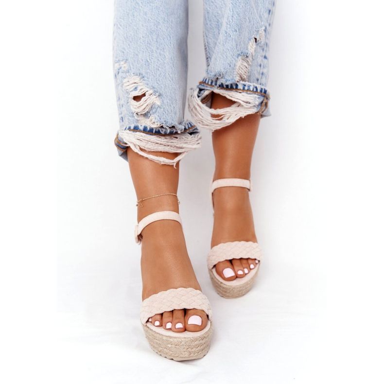 PS1 Beige baleariska kile sandaler 4