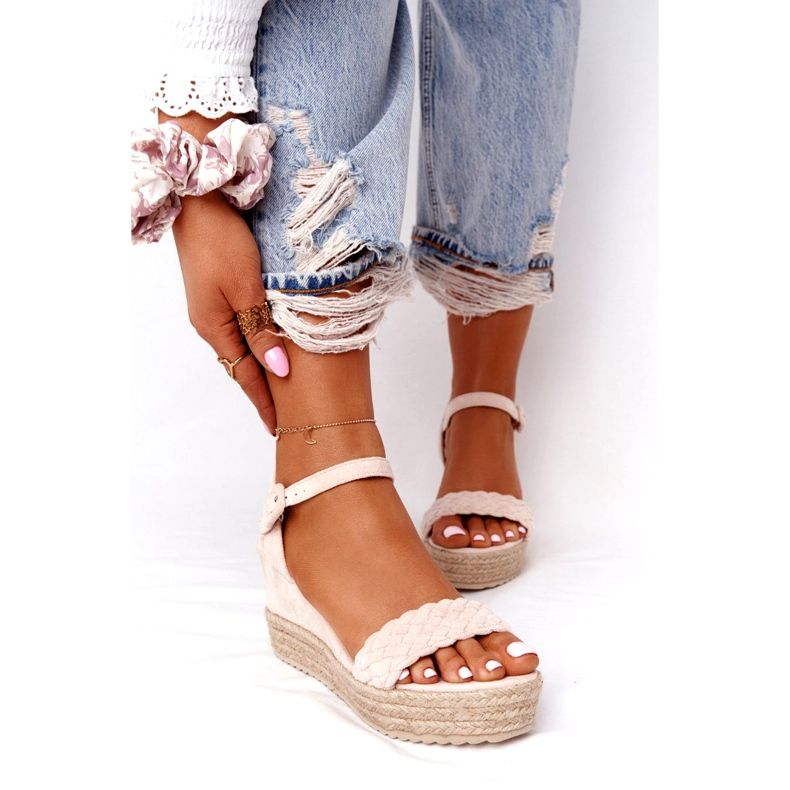 PS1 Beige baleariska kile sandaler 1