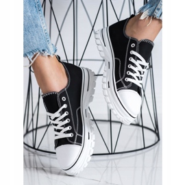 SHELOVET Sneakers med ekoläder på plattformen svart 2