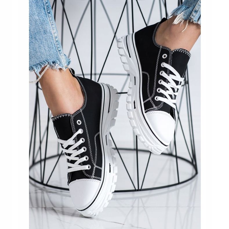 SHELOVET Sneakers med ekoläder på plattformen svart 2