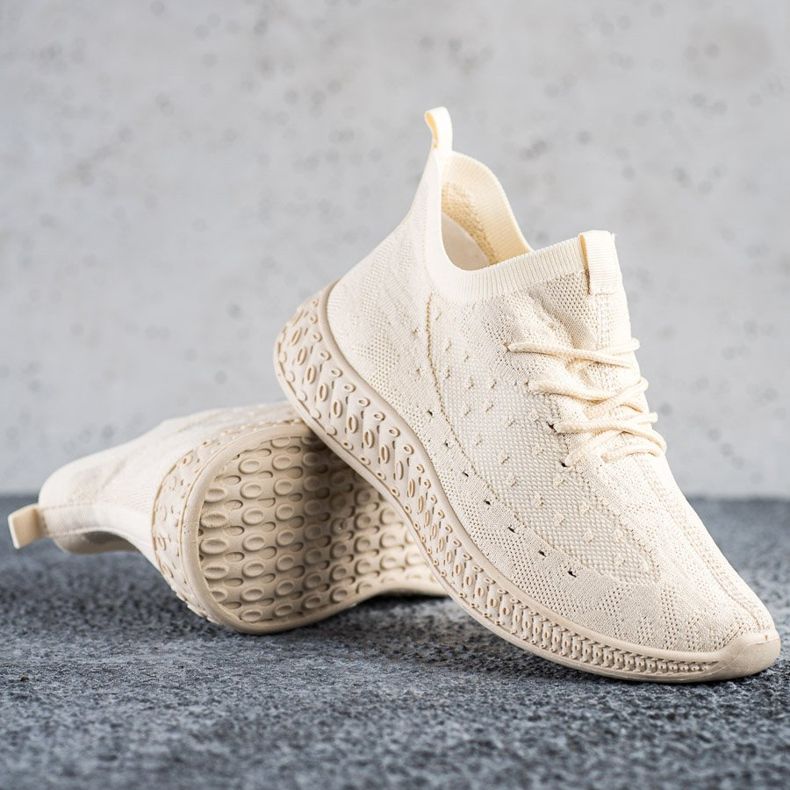 SHELOVET Beige textil sneakers 1