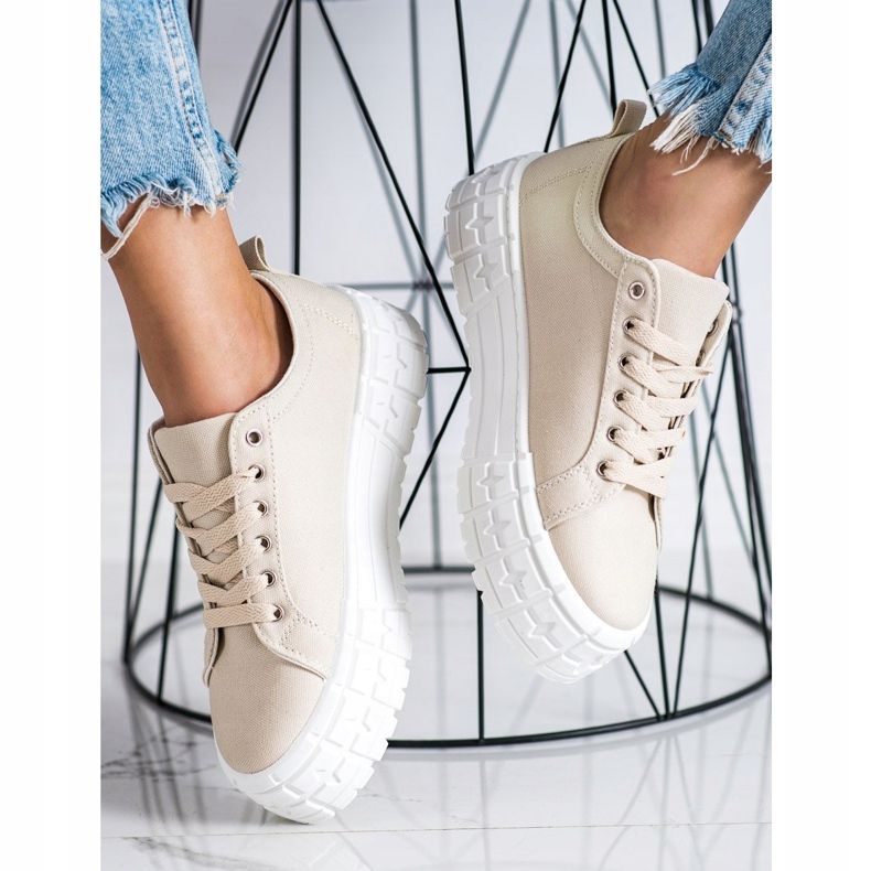 Goodin Beige modeskor sneakers brun 1