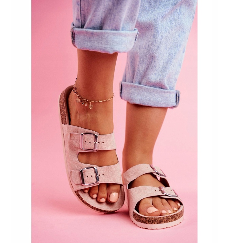 EVE Dam tofflor på kork med spännen rosa Si Senor 4