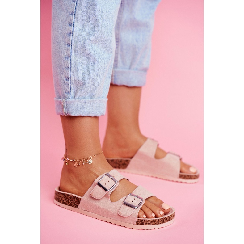 EVE Dam tofflor på kork med spännen rosa Si Senor 3