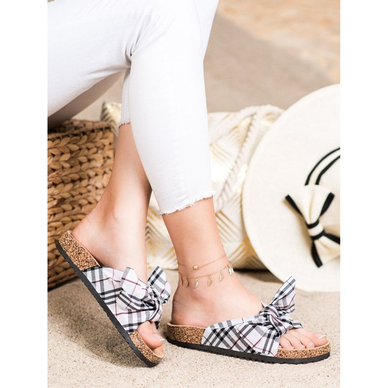 Bona Tofflor med rutig rosett mångfärgad 2