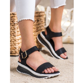 Groto Gogo Sandaler på plattformen med glitter svart 1