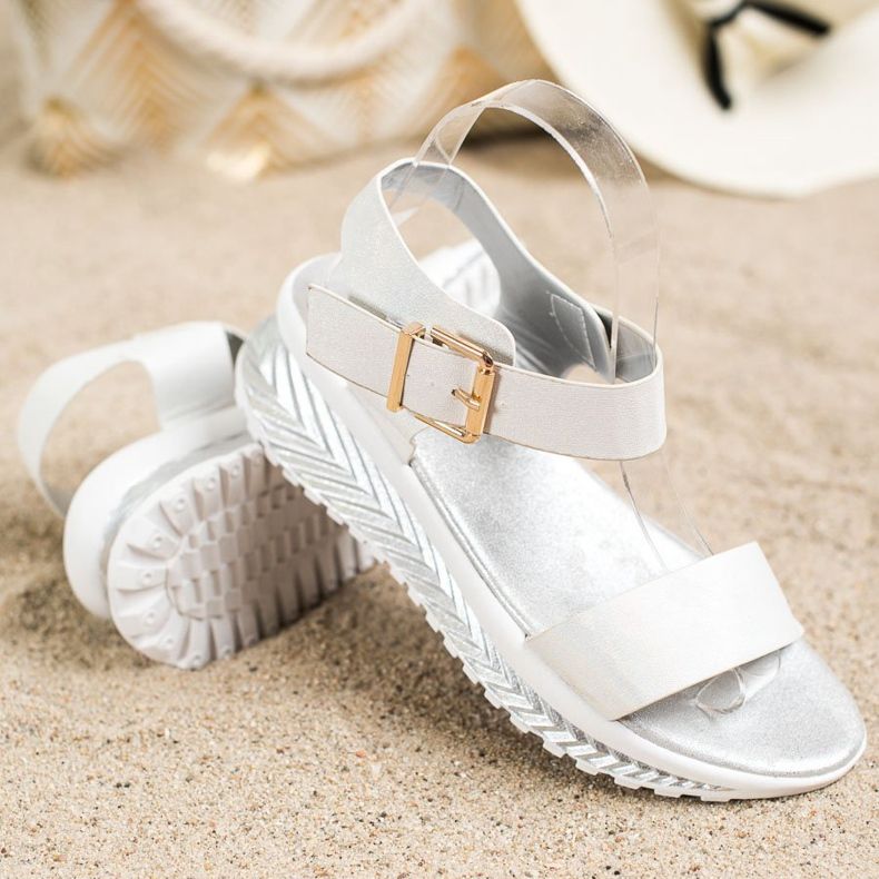 Groto Gogo Sandaler på plattformen med glitter vit 1