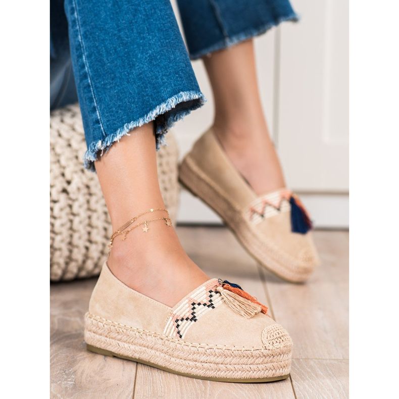 Coura Mocka Espadrilles Med fransar beige 1