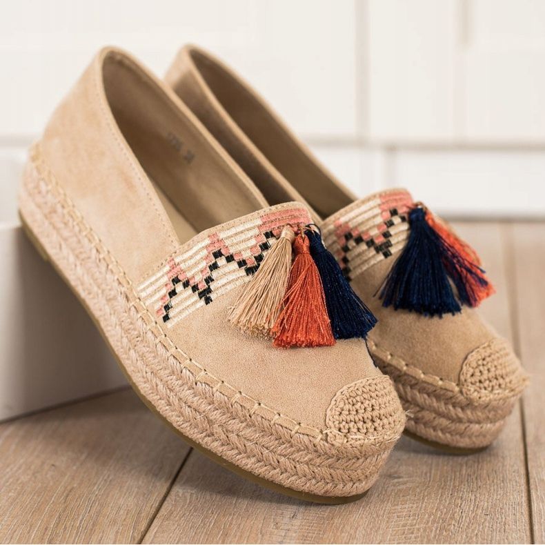 Coura Mocka Espadrilles Med fransar beige 2