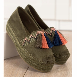 Coura Mocka Espadrilles Med fransar grön 2