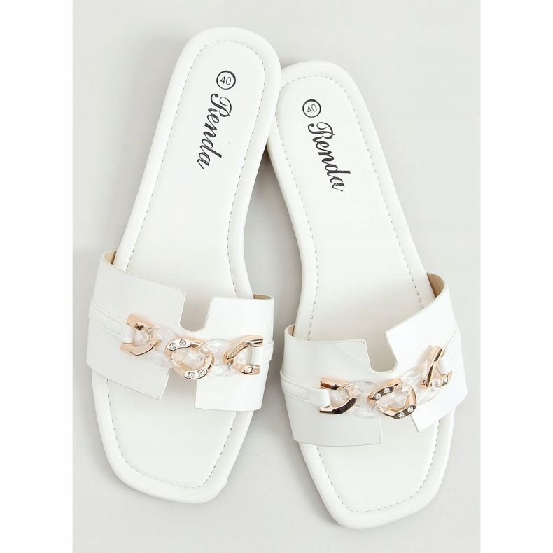 Tofflor med dekorativ kedja vit 35-230 Vit 1