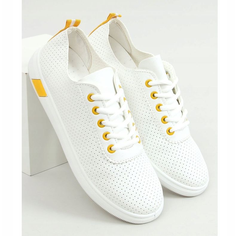 Kvinnors vita och gula sneakers LA42 Yellow 1