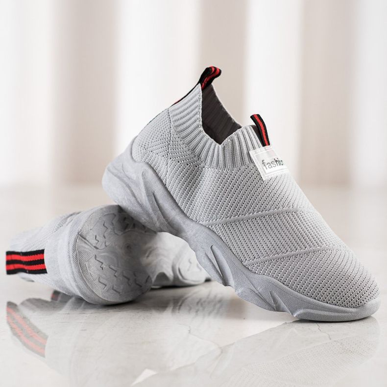 SHELOVET Grå Slip-on Fashion Sneakers 1