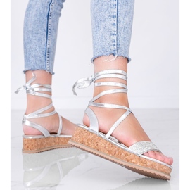 Silver sandaler bundna med zirkoner Ves 1