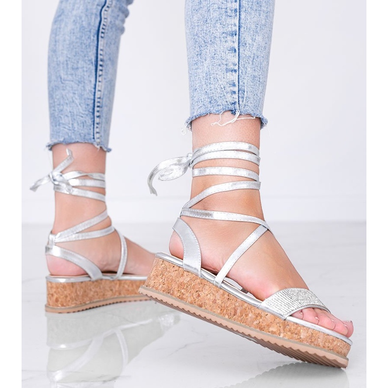 Silver sandaler bundna med zirkoner Ves 1