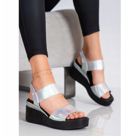 Coura Shiny Wedge Sandals silver- 1