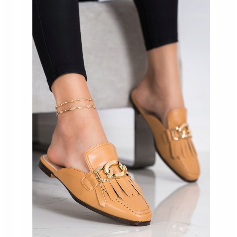 Seastar Snygga tofflor med prydnad brun 1