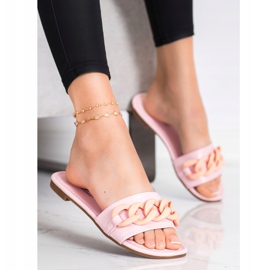 Ideal Shoes Trendiga rosa tofflor 1