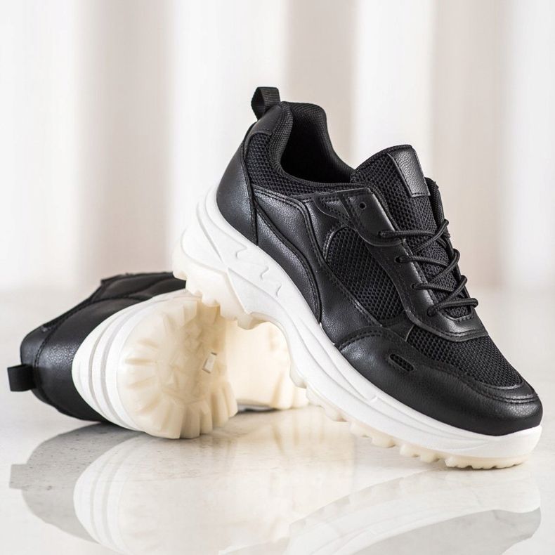 SHELOVET Svarta sneakers med mesh 1