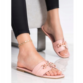 Renda Eleganta tofflor med prydnad rosa 1