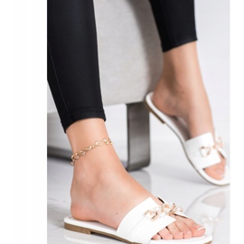 Renda Eleganta tofflor med prydnad vit 1