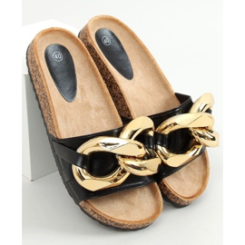 Svarta Tofflor med en tjock kedja svart CK201 Svart 1