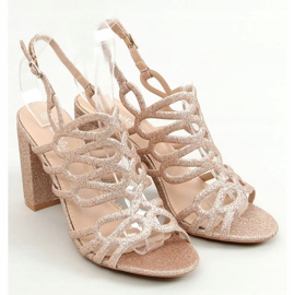 Champagne högklackade sandaler 5099 Champagne rosa gyllene 1