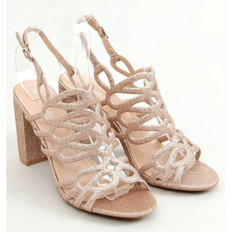 Champagne högklackade sandaler 5099 Champagne rosa gyllene 1