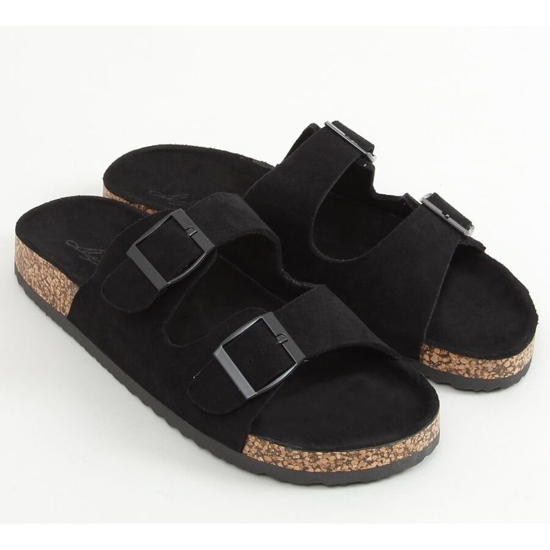 Svarta kork tofflor MS10005 Svart 1