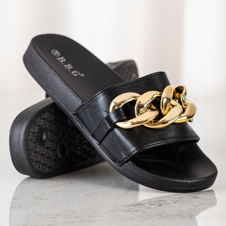 SHELOVET Svarta tofflor med prydnad 1