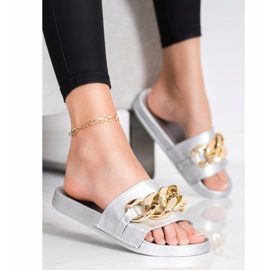 SHELOVET Silver tofflor med prydnad 2