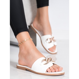 SHELOVET Tofflor med gyllene prydnad vit 2