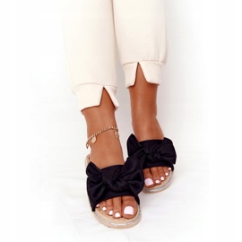 MSMG Svart Andrea gummi tofflor med rosett 3