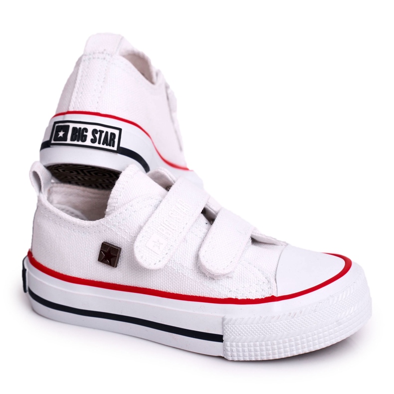 Barn låga sneakers med kardborreband Big Star HH374095 Vit 10