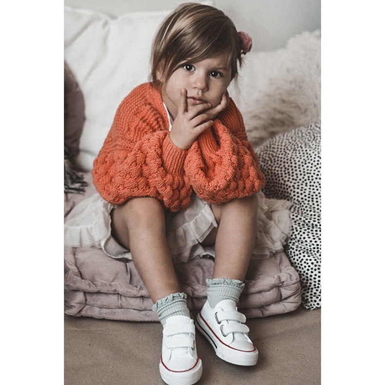 Barn låga sneakers med kardborreband Big Star HH374095 Vit 3